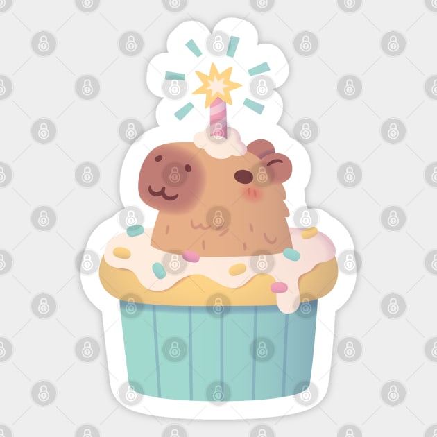 Cute Capybara In Cupcake Funny Sticker by rustydoodle